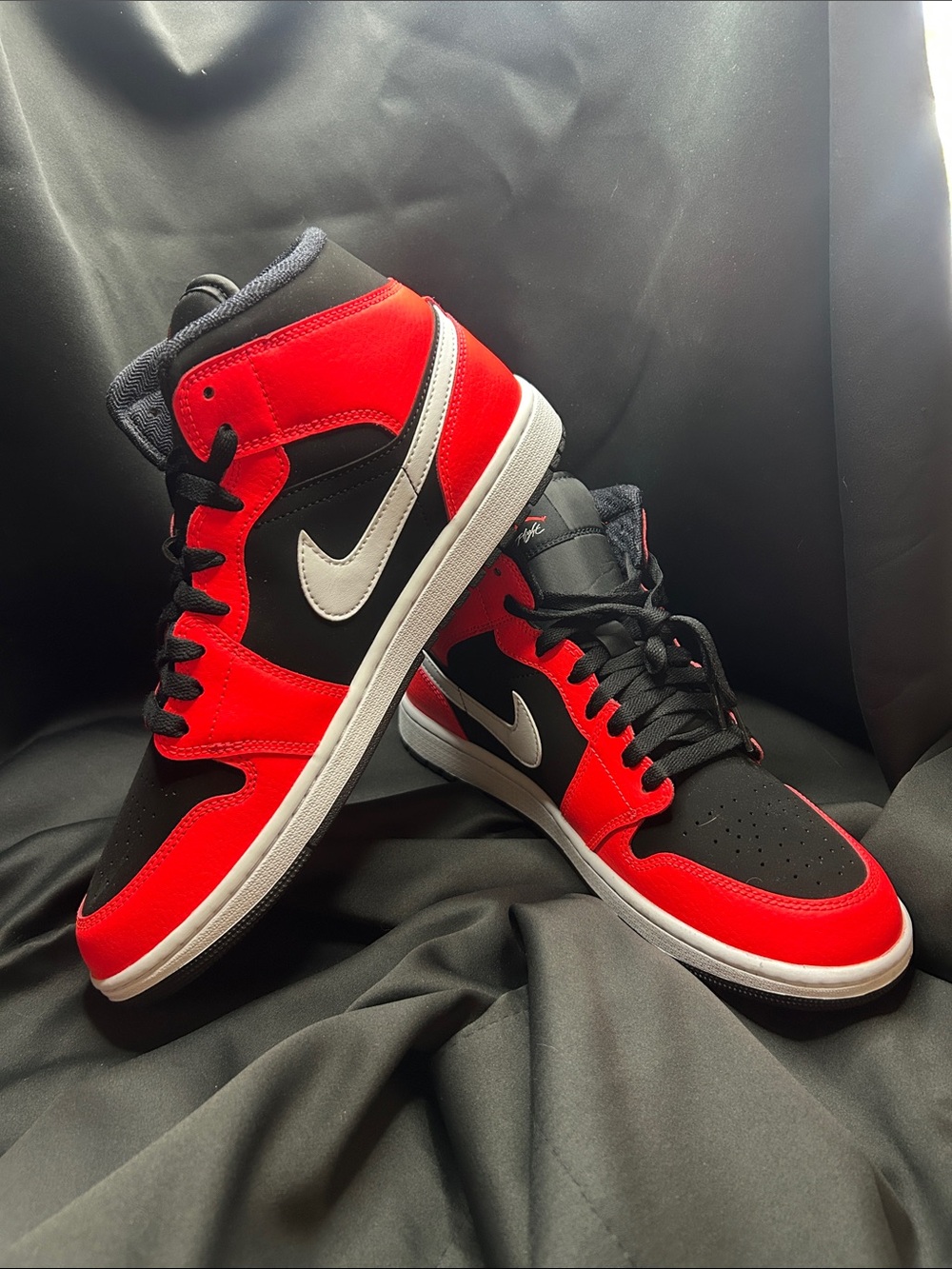 Jordan High-Top Sneakers in Red, Black & White